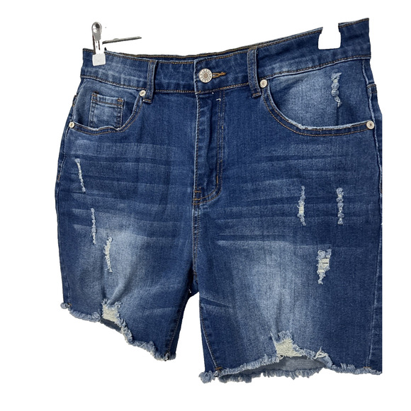 Women's L Distressed Ripped Denim Shorts Sexy Rockabilly Summer Travel Everyday - Picture 2 of 8